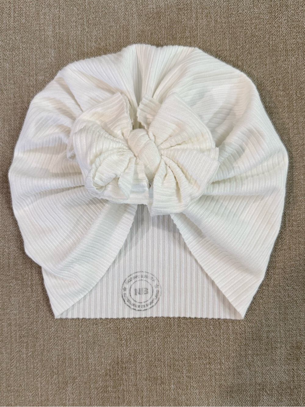 Bunny Knots James Cloud White Brushed Rib Headwrap w/ Raga Bow NB (0–3 Months)